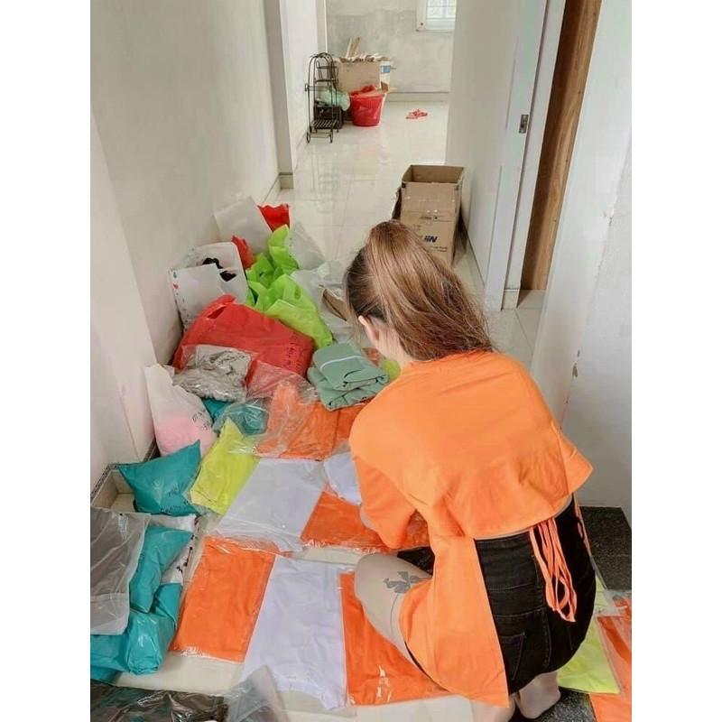 Áo thun cotton thun ngắn bược dây sau lưng 3/4 siêu xinh