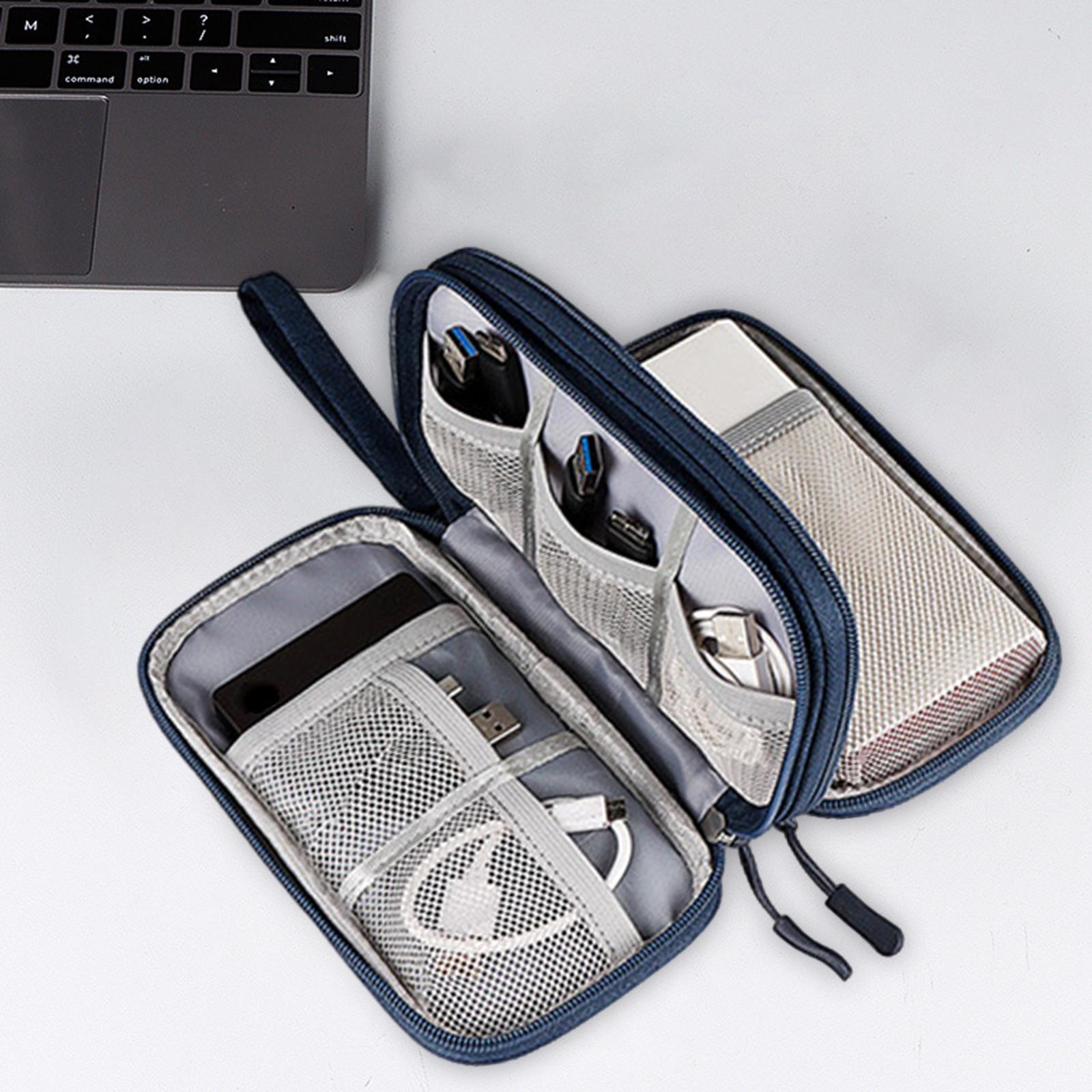 Travel Cable Organizer Bag Waterproof Double Layer Pouch for Data Cable Charger Electronics Accessories