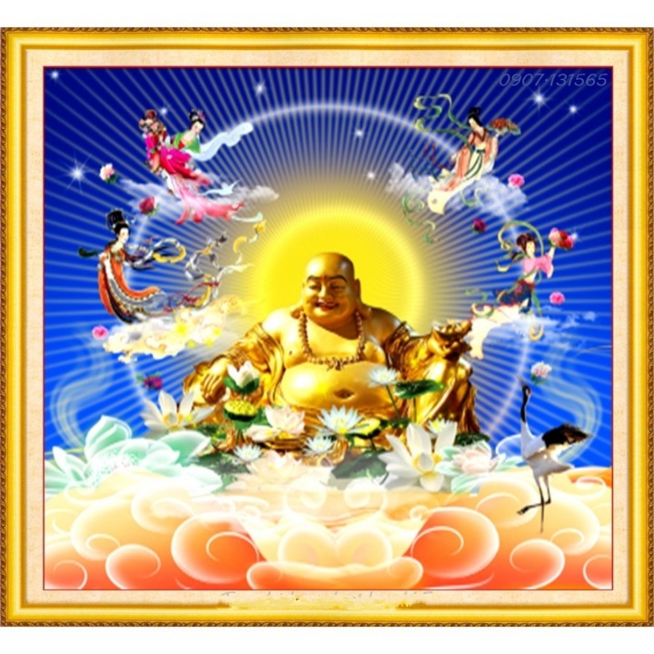 Tranh đính đá Tiểu khẩu trường khai 75x69cm - chưa đính