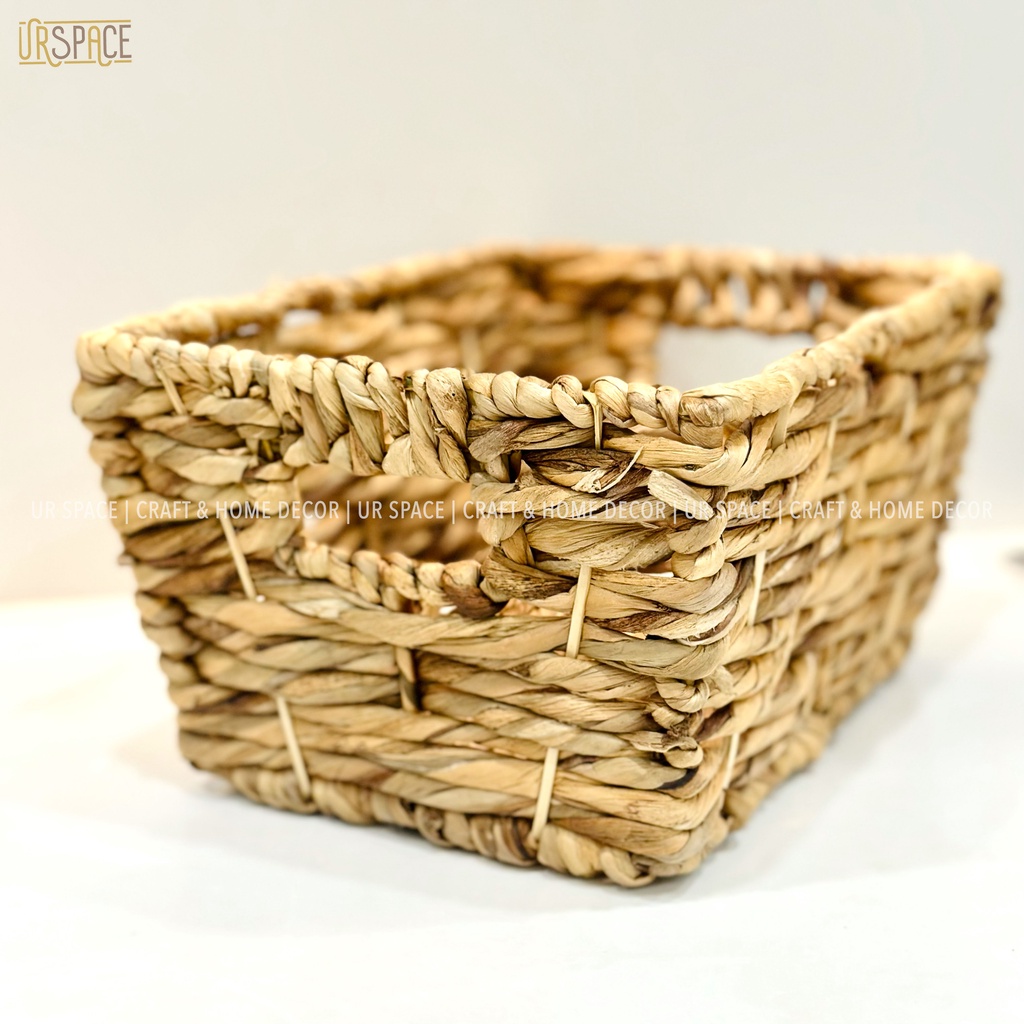 Giỏ cói đựng trái cây URSPACE đựng sách báo, đồ chơi, decor trang trí / RECTANGLE HYACINTH BASKET
