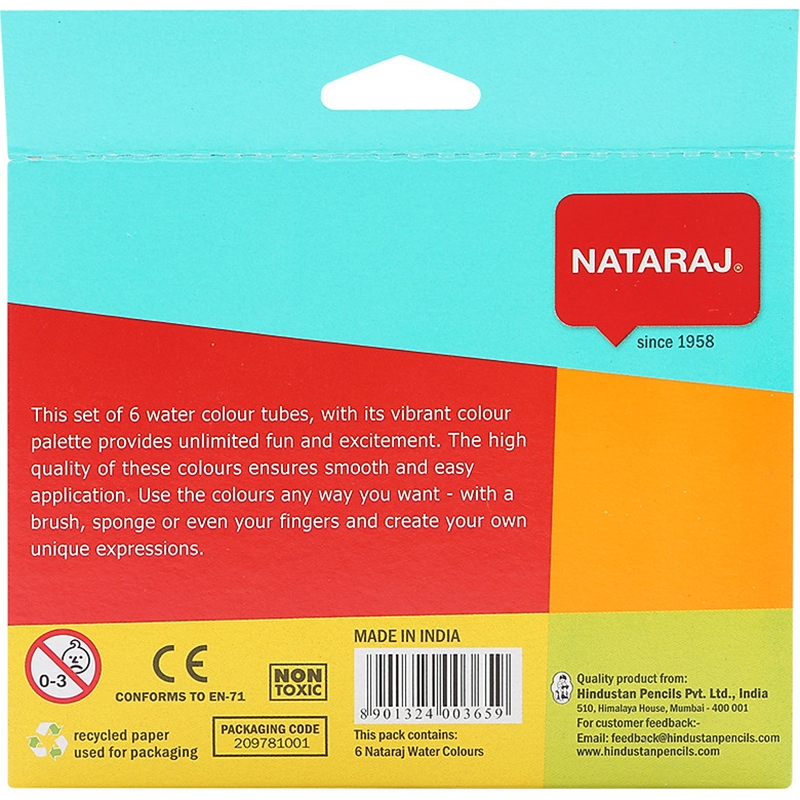 Màu Nước NATARAJ 400365 - 6 Màu (5Ml/ Màu)