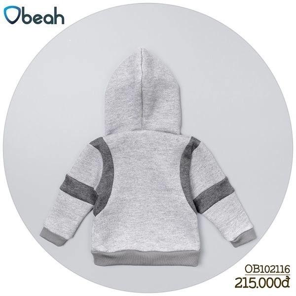 Obeah Jacket nỉ bông phối màu ghi Fullsize 59 đến 90 cho bé yêu từ 0 đến 2 tuổi