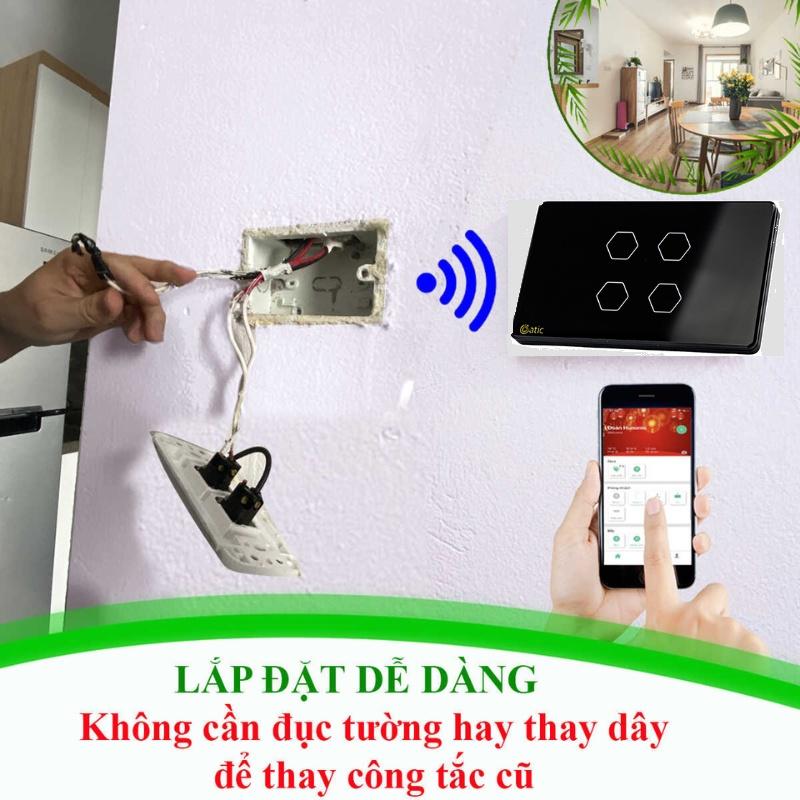 Công Tắc Cảm Ứng Datic Điều Khiển Mọi Thiết Bị Từ Xa Bằng Wifi Qua Điện Thoại, Thương Hiệu Hunonic, Hàng Việt Nam