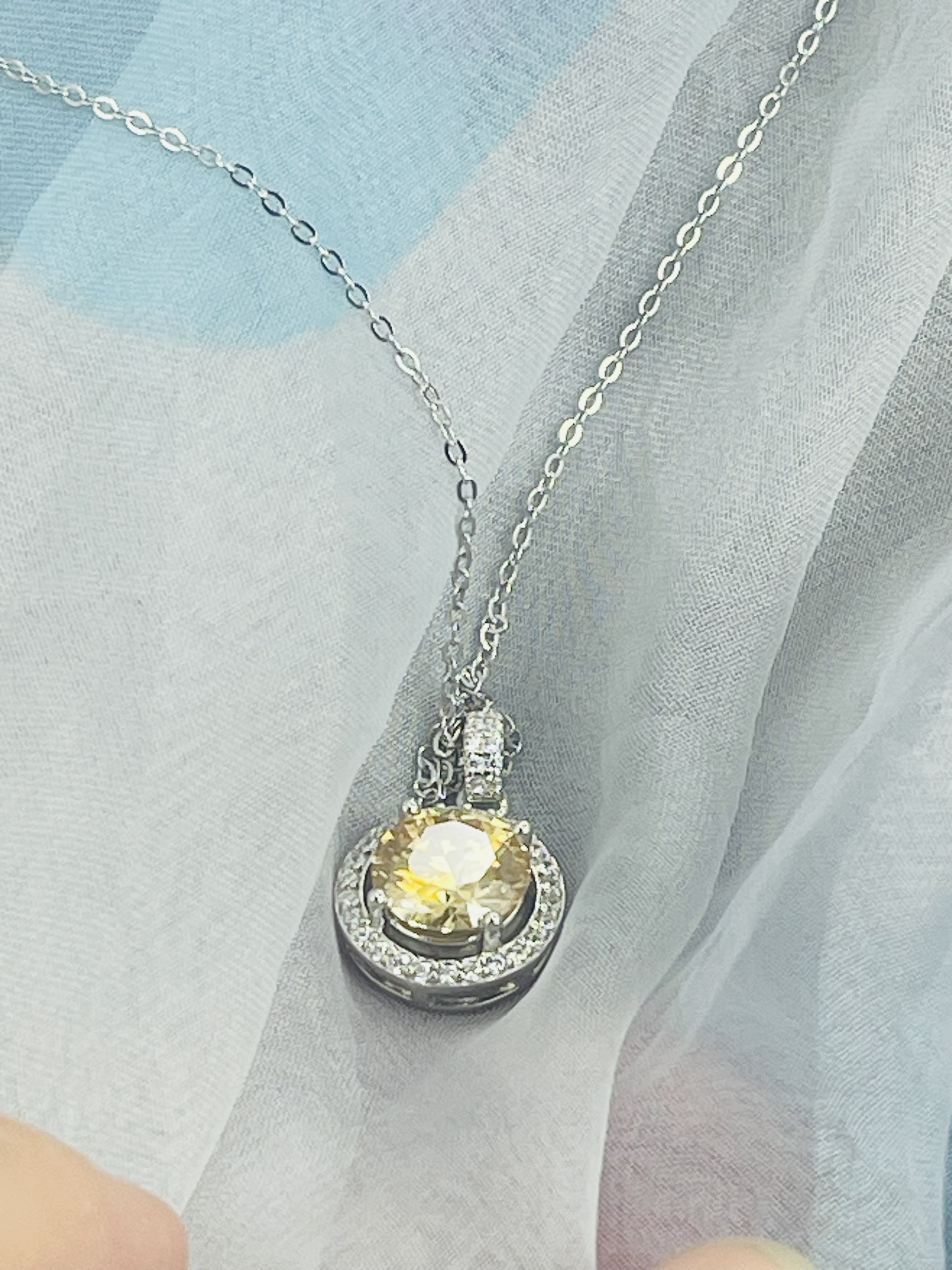 Dây chuyền Moissanite 3ct Kim Cương nhân tạo và Bạc 925 xi Bạch Kim N3373