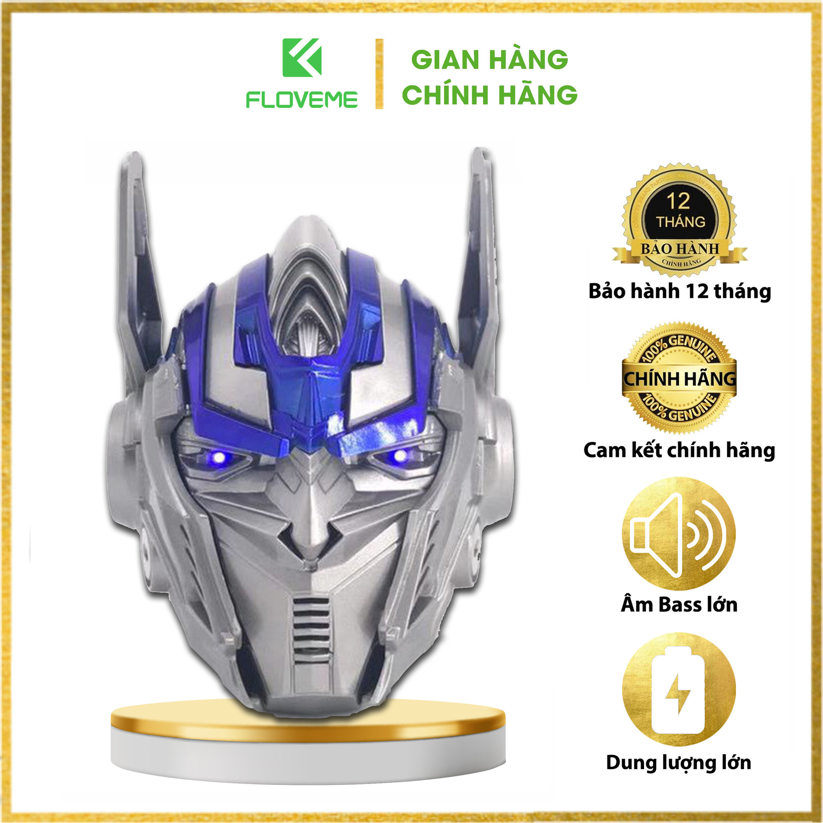 Loa bluetooth không dây Floveme MK 91 Optimus Prime cao cấp , Pin 1200mAh , Mắt có Đèn Led ,Âm Thanh Chuẩn Siêu Ngầu-Hàng Chính Hãng