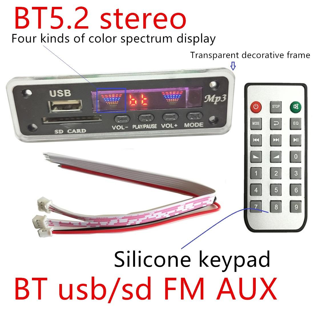 Khuyến Mãi 5V / 12V 5.2 BT Dàn Âm Thanh Nổi Gia Đình Âm Thanh Tái Trang Bị Không Dây MP3 Bộ Giải Mã Âm Thanh Quang Phổ Màu Người Chơi Phần