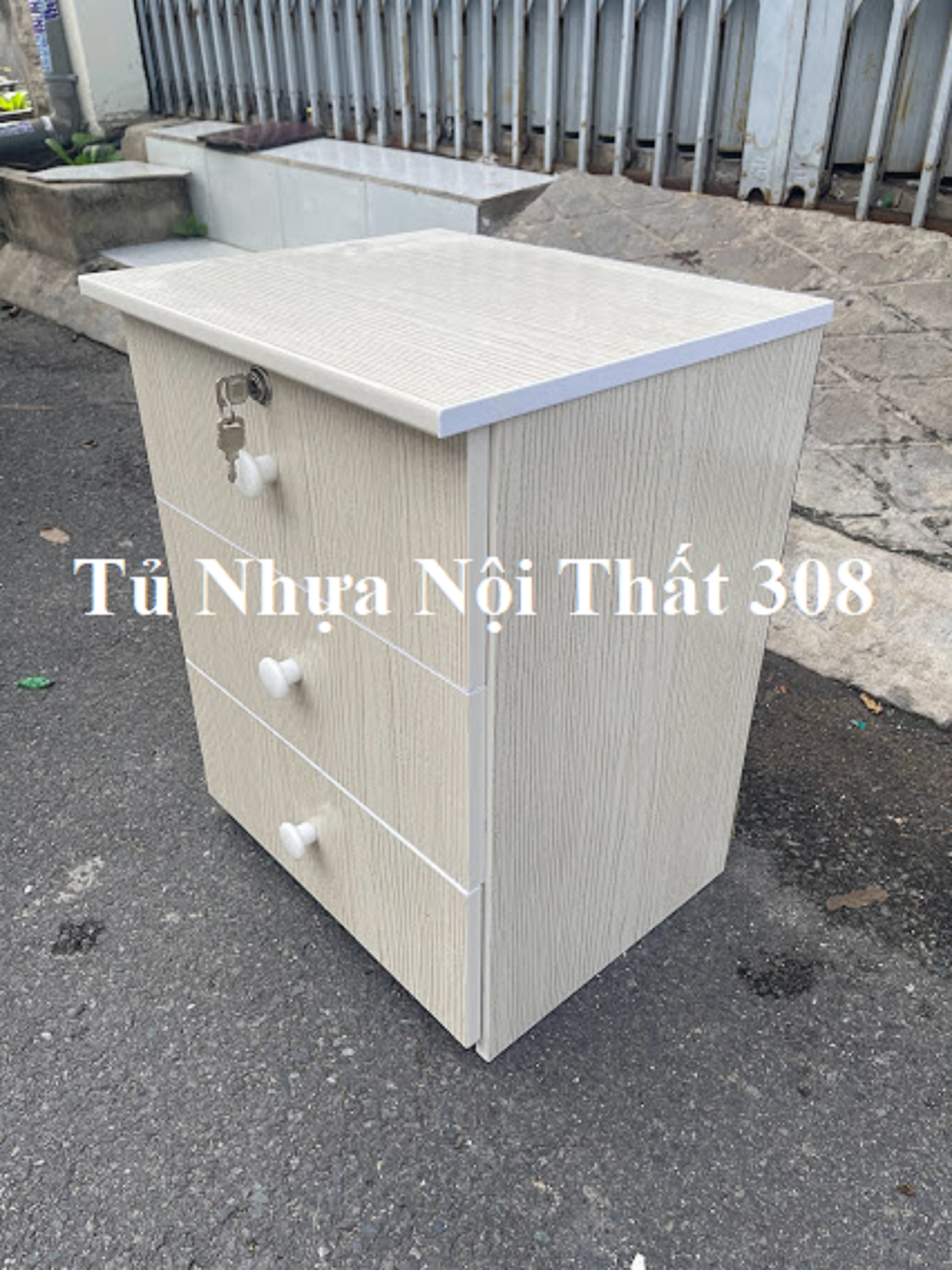 Tủ, Kệ Đầu Giường Nhựa Đài Loan Cao 53cm Ngang 42cm Sâu 32,5cm Màu Gỗ Sồi K169