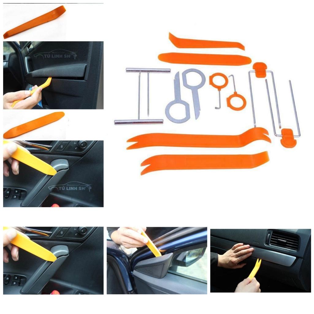 Thiết bị dụng cụ tháo nhựa nội thất ô tô xe máy 12 món đa năng dễ dàng chống trầy nhựa xe loại tốt siêu dẻo