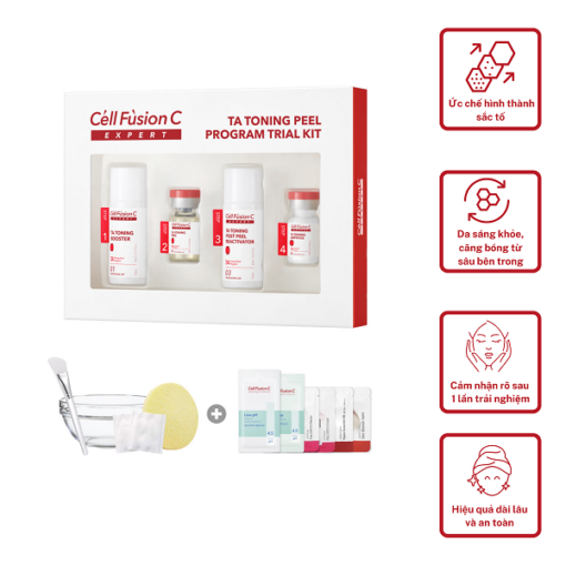 Giải Pháp Peel 4 Bước Dưỡng Trắng An Toàn, Cải Thiện Sắc Tố Da Cell Fusion C Expert TA TONING PEEL KIT