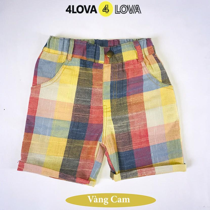 Quần short đũi 4LOVA kẻ caro phong cách thời trang cá tính cho bé trai