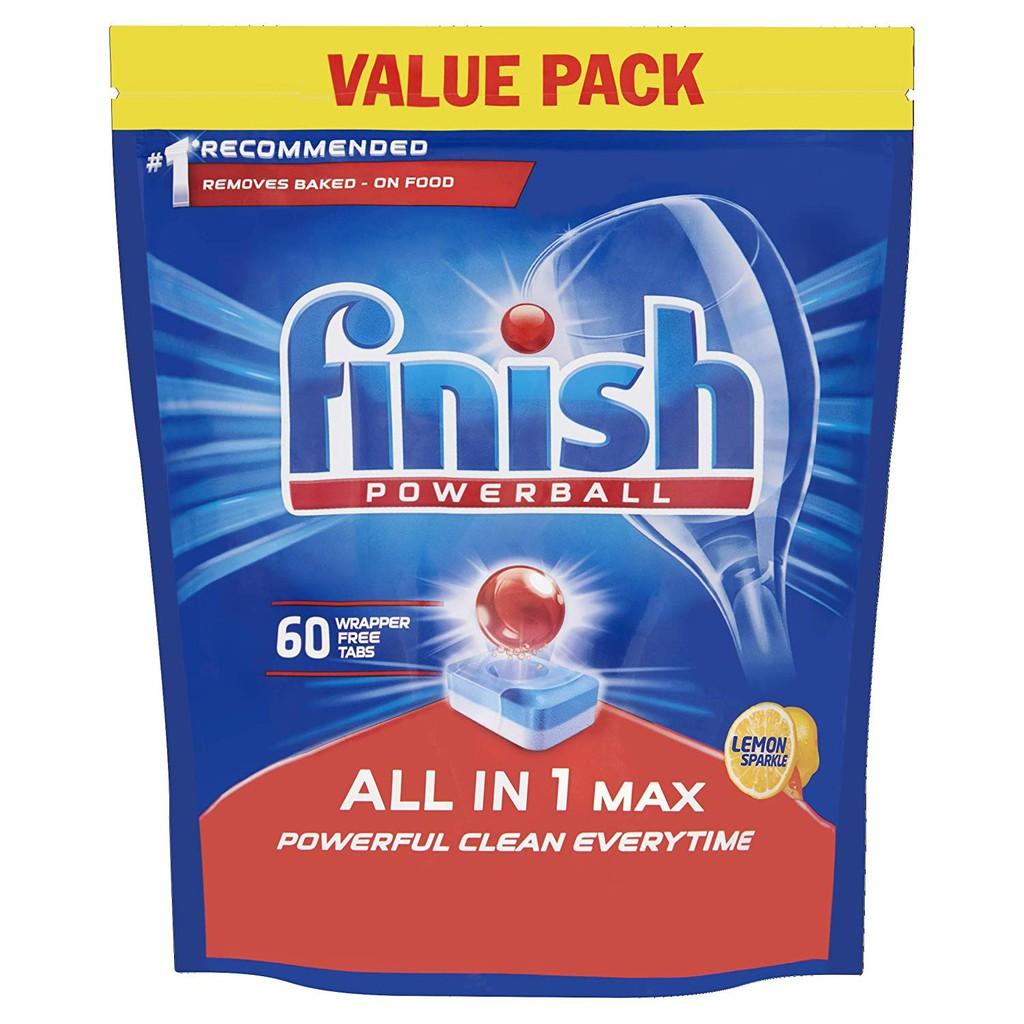 viên rửa chén Finish allin1 cao cấp túi 60 viên chuyên dùng cho máy