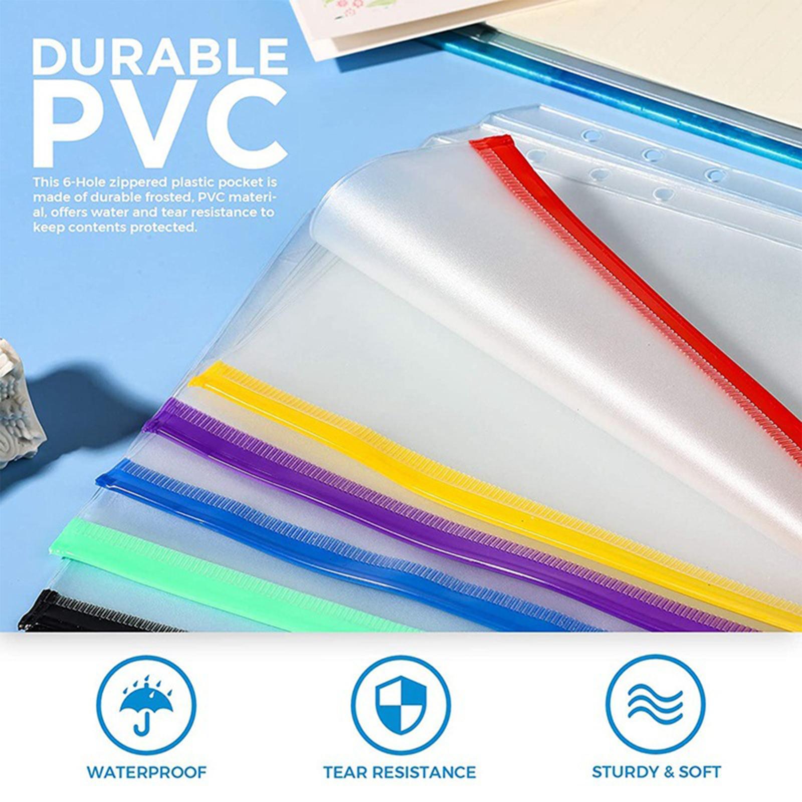 18 Pieces Binder Pocket Notebook Binder Loose Leaf Bags 6 Holes Binder Zipper Folders Waterproof Pouch Document Filing Bags