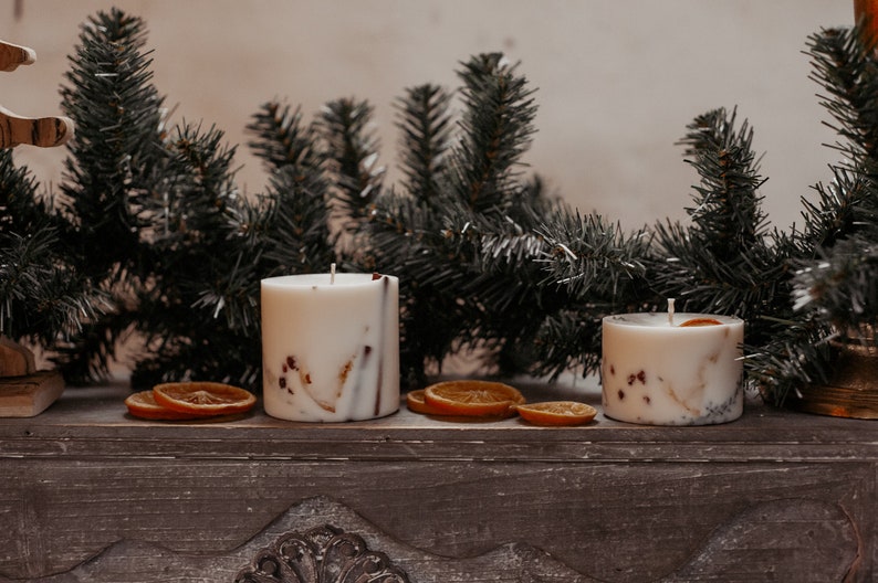 Nến thơm Giáng Sinh và quà tặng sáp thơm miễn phí - bộ sản phẩm có mùi hương tinh dầu quế, cam và đinh hương