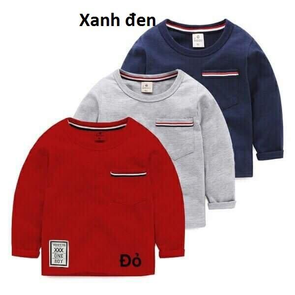 Áo thun dài tay dành cho bé trai, túi ngay ngực, may đắp logo .