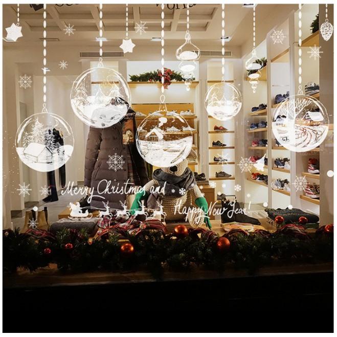 Decal trang trí noel trái châu và thế giới tuyết