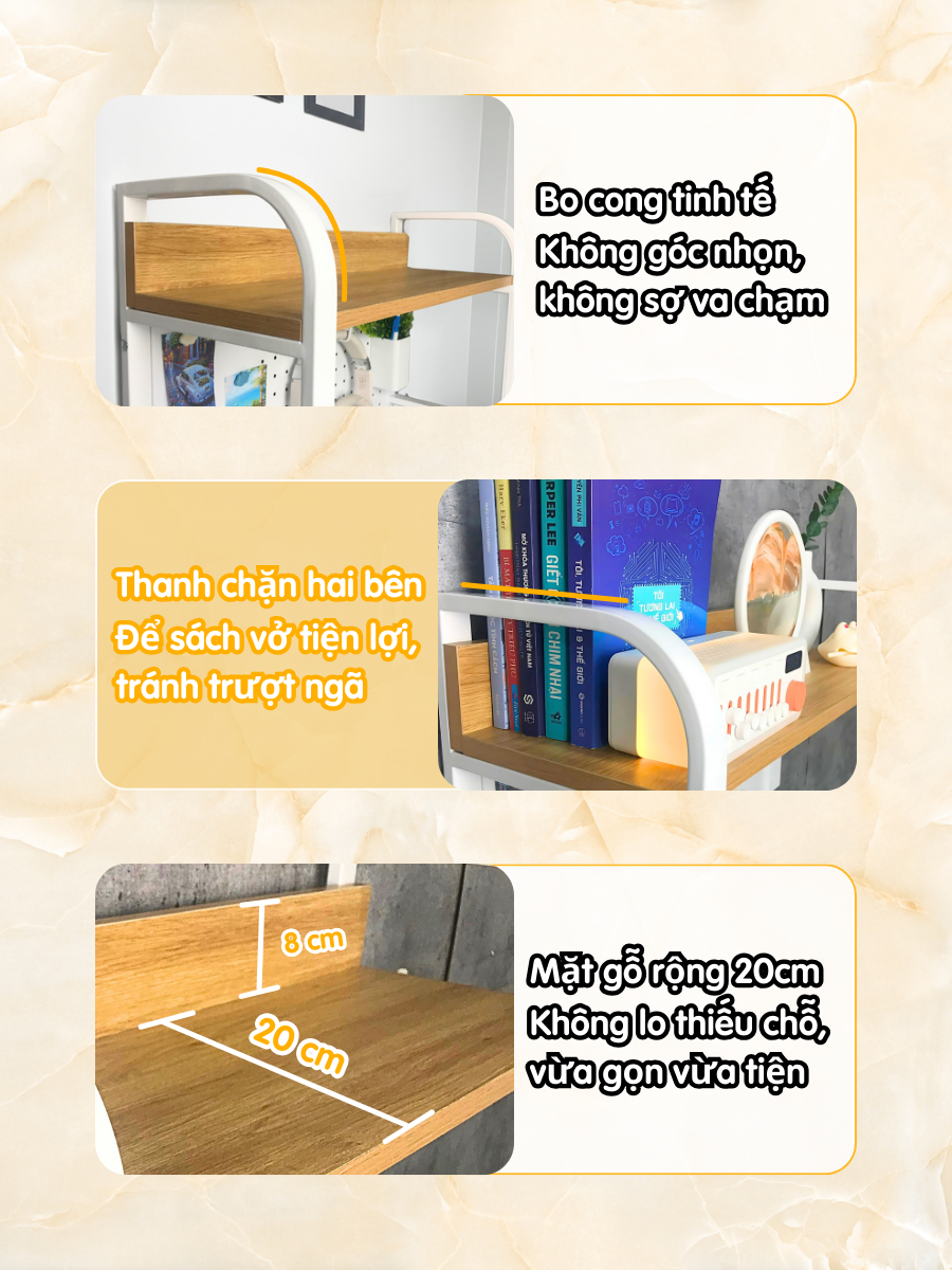 Kệ Pegboard đa năng Dola Home kệ sách để bàn decor học tập làm việc cho mẹ và bé hiện đại