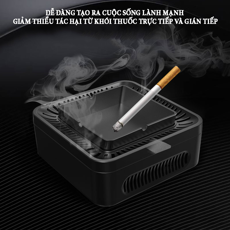 Gạt tàn khử mùi khói thuốc la tự động chức năng lọc không khí điều chỉnh 2 tốc độ gió công suất 5W pin dung lượng 4000mA