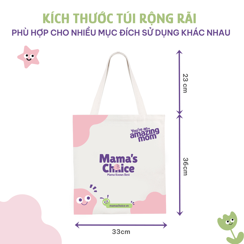 [Gift]Túi Vải Canvas Mama's Choice Cho Mẹ Bỉm Sữa Hiện Đại Năng Động, Đựng Đồ Hút Sữa Tiện Lợi