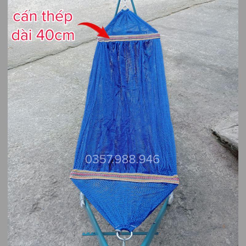 Võng lưới cán thép cho bé, đầu cán thép 40cm chất vải dày rộng phù hợp với khung em bé