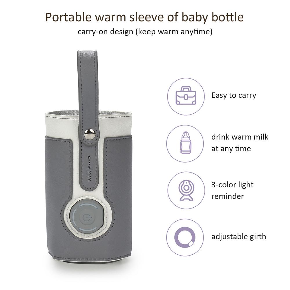 USB Bé Bình Di Động Du Lịch Hâm Sữa Điều Chỉnh 3 Tốc Độ Trẻ Sơ Sinh Bú Bình Đun Nóng Nắp Cách Nhiệt Bình Giữ Nhiệt