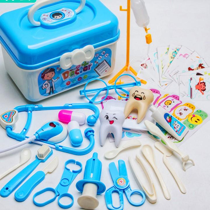 Bộ đồ chơi bác sĩ cho bé 33 chi tiết bổ ích thú vị bằng nhựa nguyên sinh ABS cao cấp an toàn cho bé - DC043