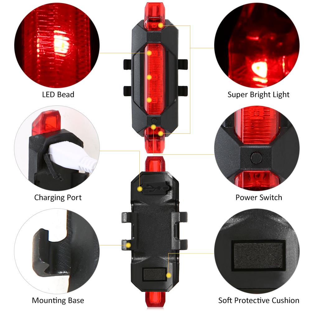 Đèn xe đạp sạc USB siêu sáng có thể sạc lại, cảnh báo an toàn