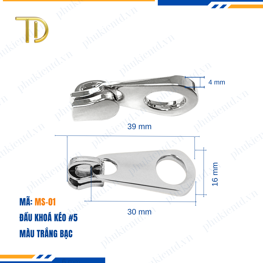 Đầu khóa kéo túi xách, đầu khóa kéo thay thế, đầu khóa kéo balo răng 5, Mạ điện độ bền 5-8 năm