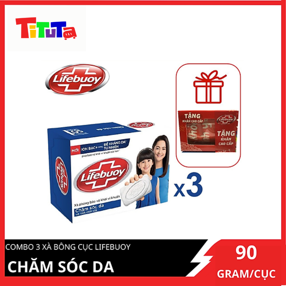 COMBO 3 Xà Bông Cục Lifebuoy Chăm Sóc Da 90gx3
