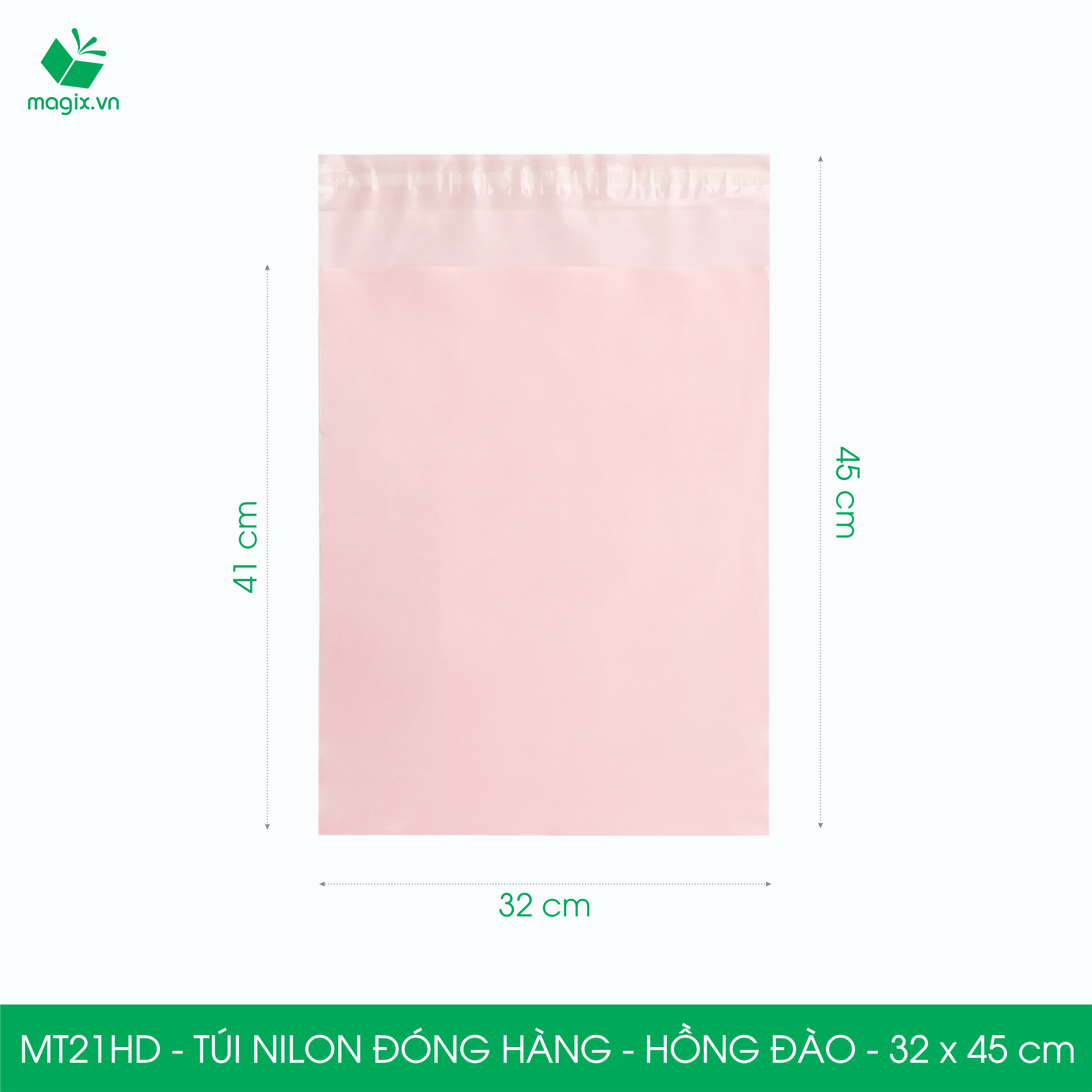 MT21HD - 32x45 cm  - Túi nilon gói hàng - 300 túi niêm phong đóng hàng màu hồng đào