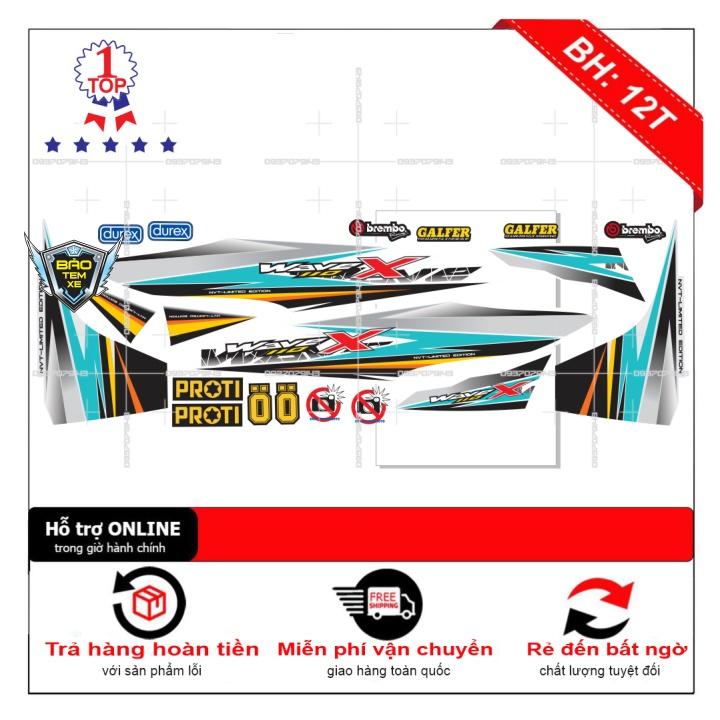 Tem rời dán xe wave X 2017 dán xe trắng - Bi Decal