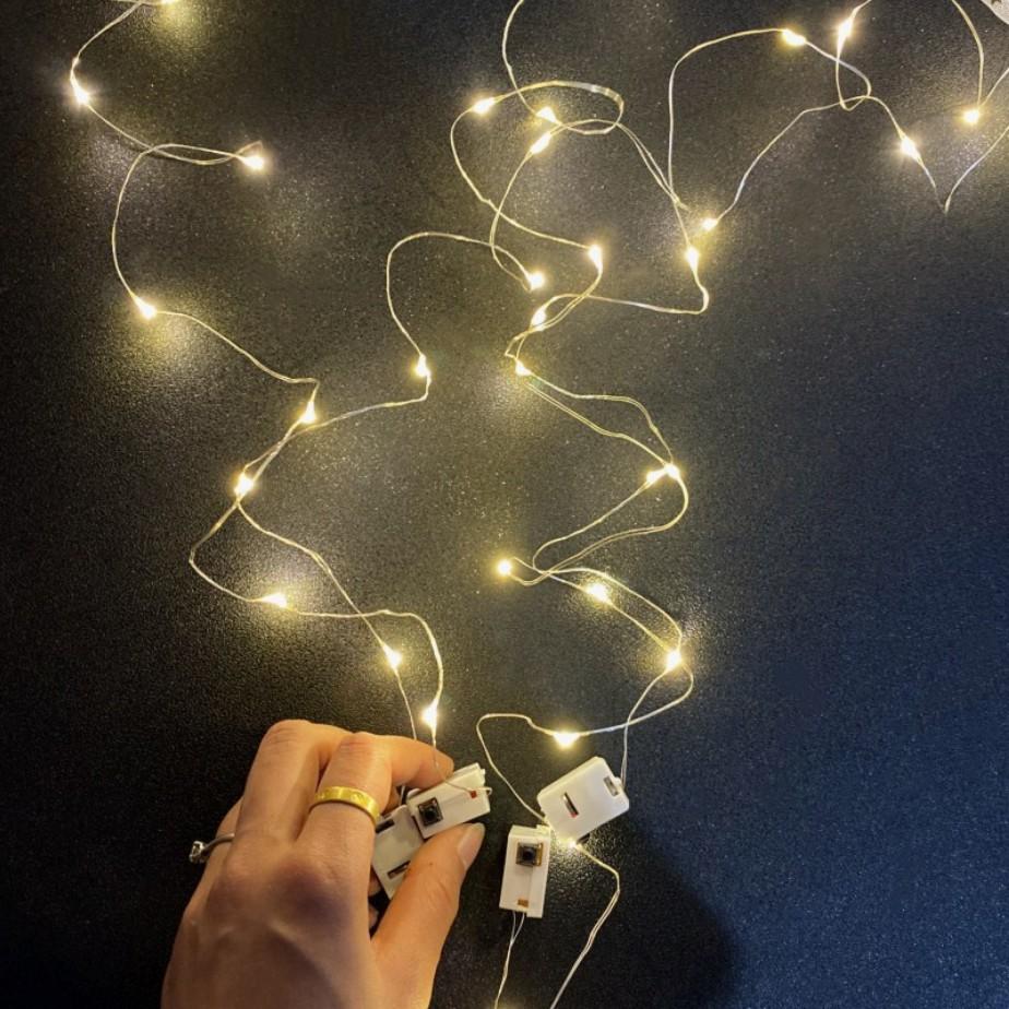 Dây đèn led trang trí fairylight đom đóm có sẵn pin dài 1m-2m ĐC03