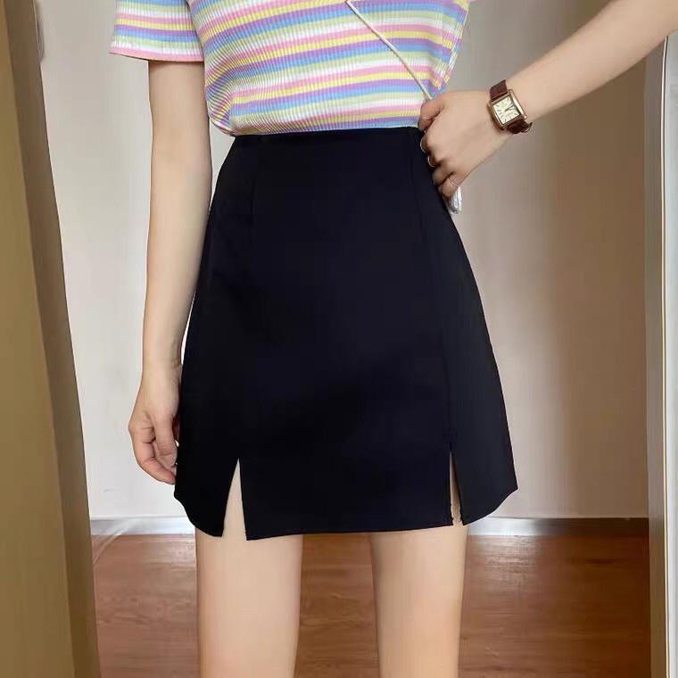 Chân Váy Chữ A Lưng Cao Màu Đen/Caro (Có Ảnh Thật) M142 - L