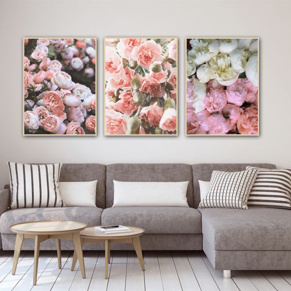 Bộ Tranh Canvas  Hoa lá  - Pink life  nhiều mẫu lựa chọn , có sẵn phụ kiện treo tranh