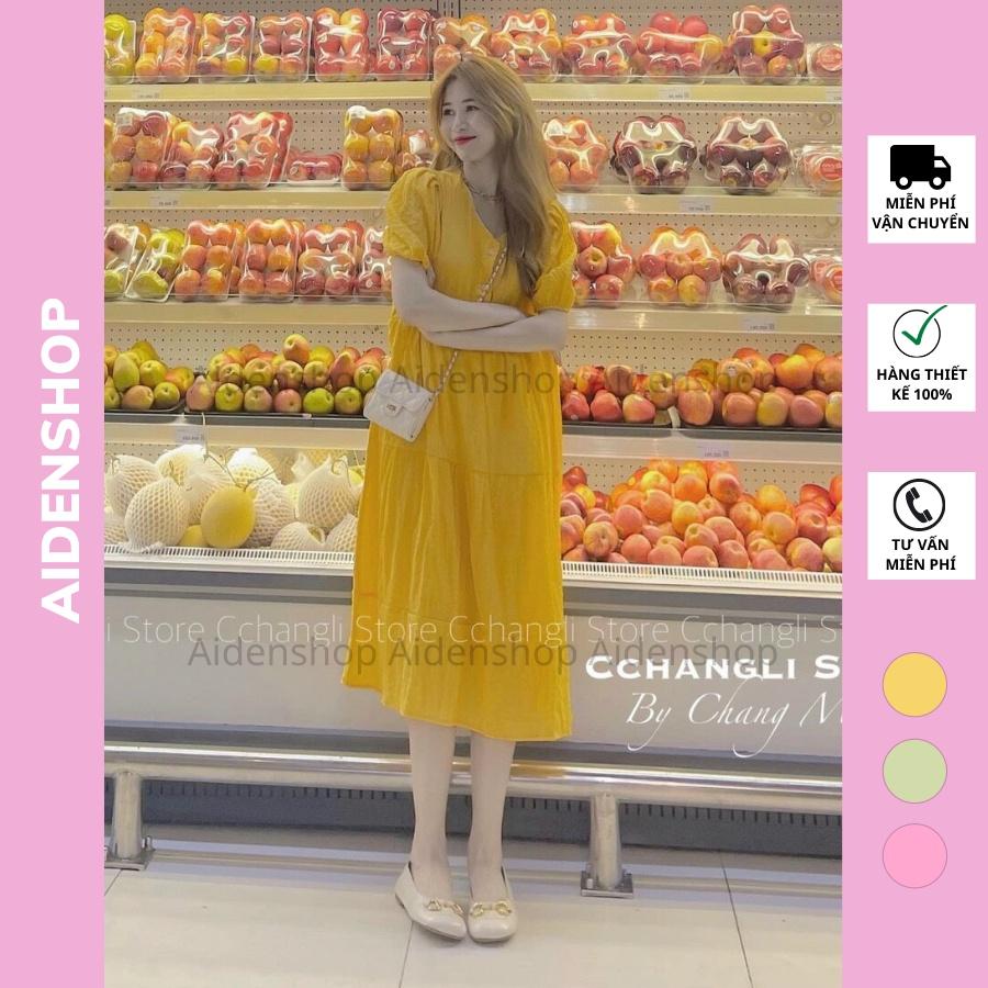 Váy bầu thời trang đẹp mùa hè mát Aidenshop đầm bầu công sở midi