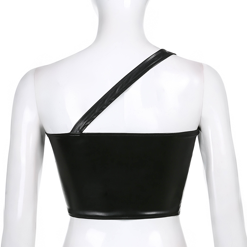 [CÓ SẴN] Áo Quây Da Croptop 1 Bên Vai Dây Bụng Cho Nữ Quyến Rũ