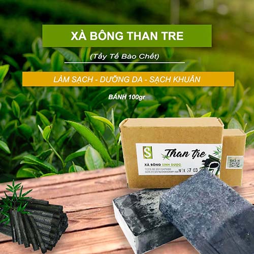 Xà bông Sinh Dược - Than Tre (100gr)- Hương Bạc Hà