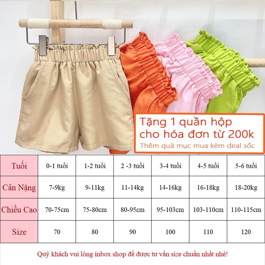 Quần đùi cho bé gái chất thô mềm mát, quần short bé gái từ 9-20kg Hapykids