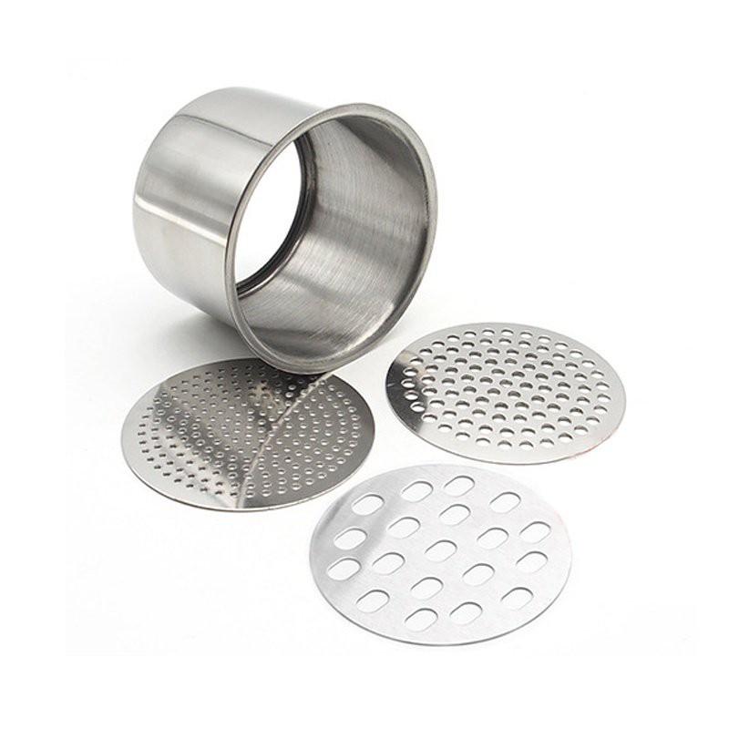 Dụng cụ ép củ quả, làm sợi bún đa năng 3 vỉ khuôn (Inox)