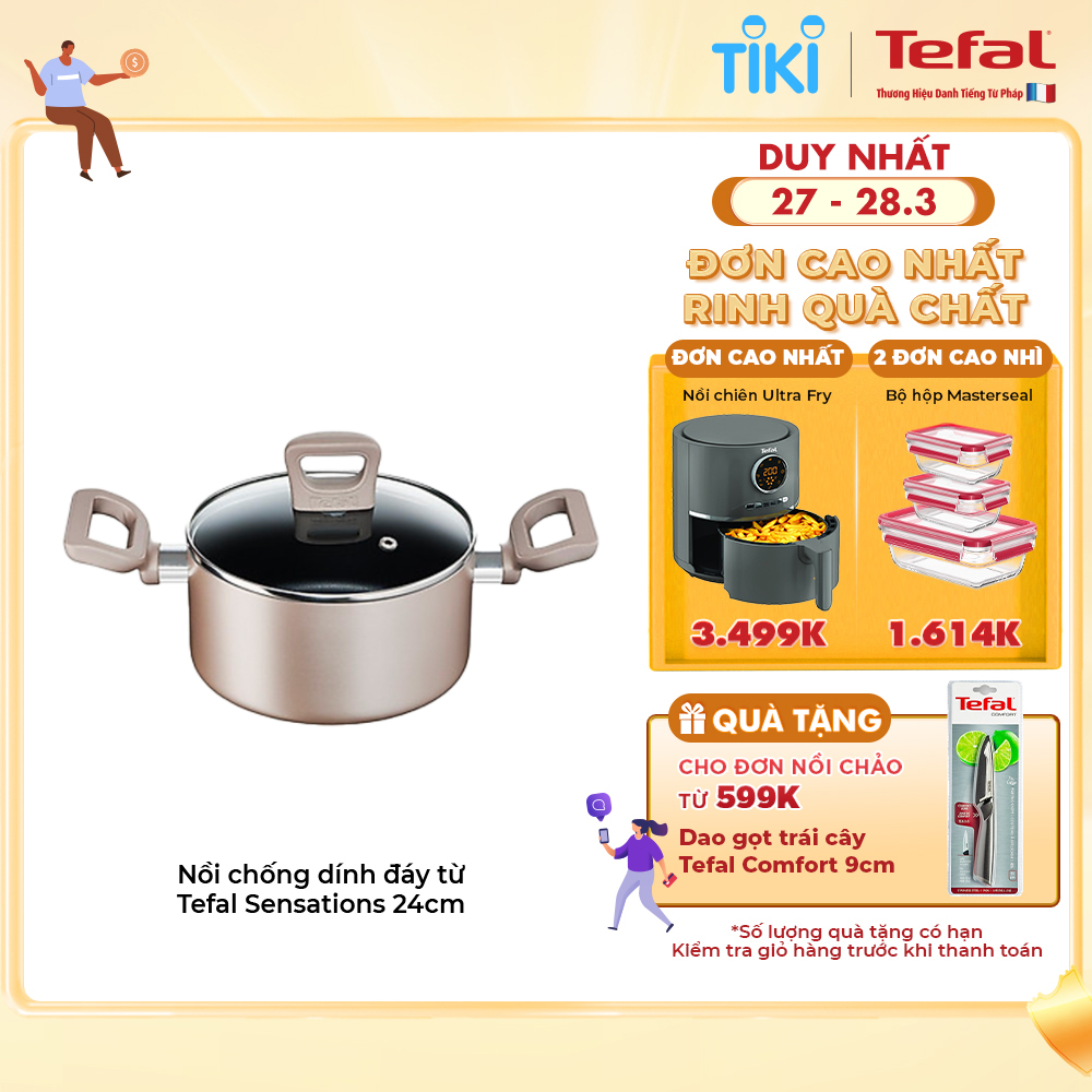 Nồi chống dính đáy từ Tefal Sensations H9104614 24cm - Hàng chính hãng