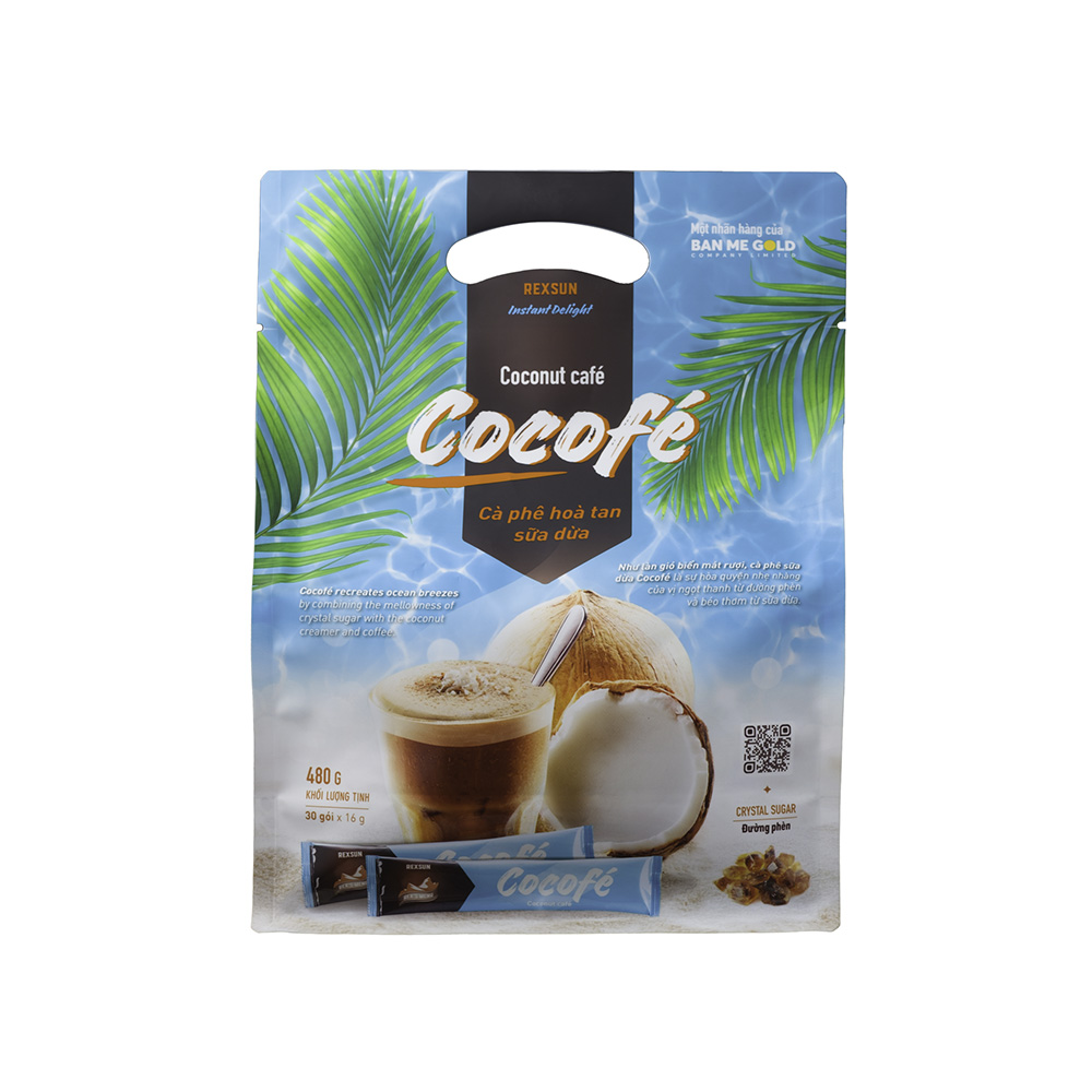 Cà phê hòa tan Sữa Dừa - Instant Delight Cocofé  (480g/túi 30gói)  Rexsun