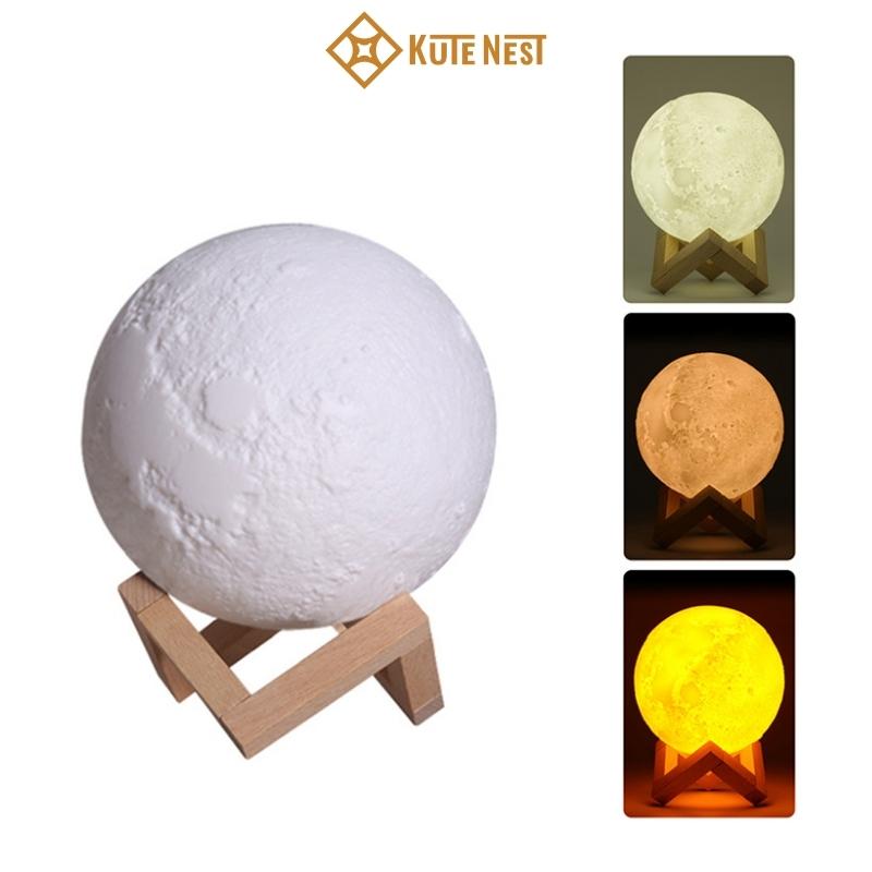 Đèn LED mặt trăng 3D - 3 màu đèn tùy chỉnh độ sáng - ĐK 15 cm