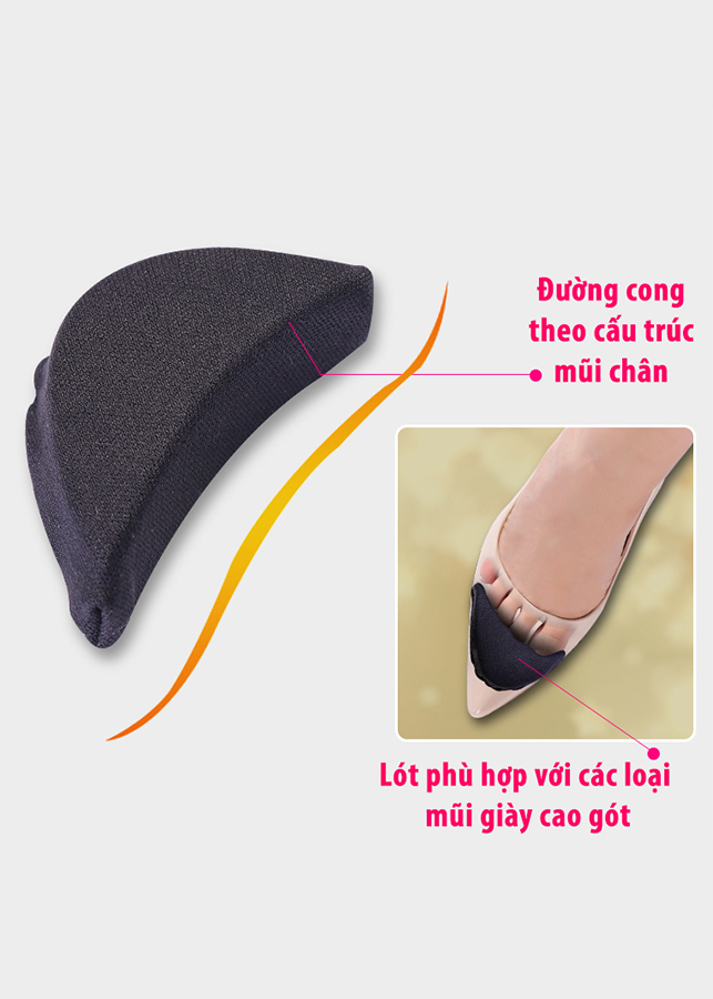 Combo 2 cặp lót mũi giày cao gót đệm êm ngón chân dùng mang giày tây, giày mũi nhọn, giày bít mũi cực êm chân PK38