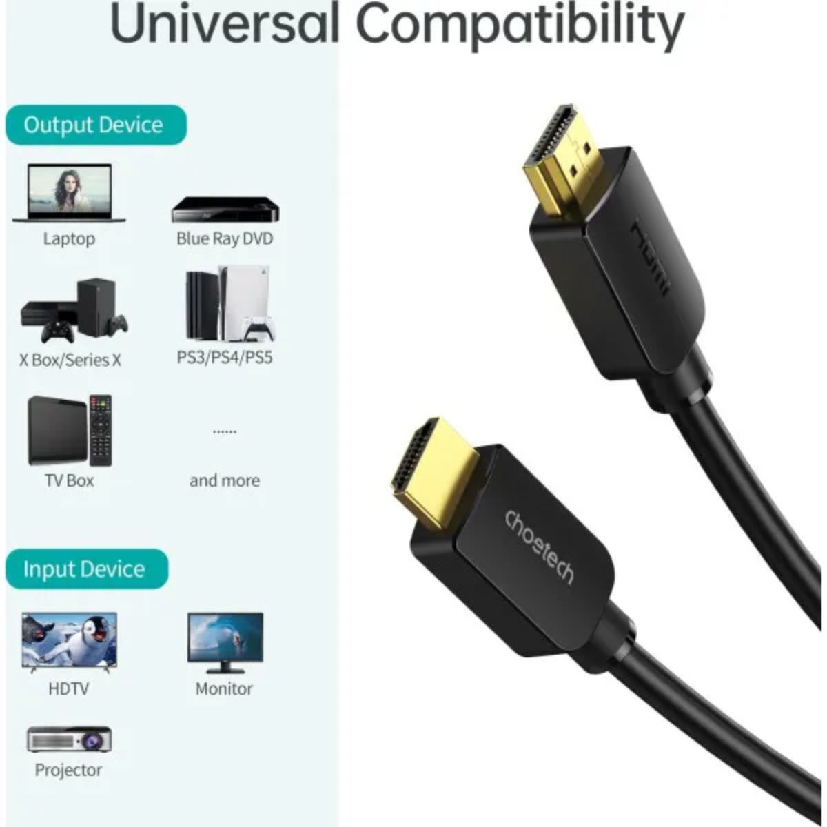 Cáp CHOETECH XHH-TP20 HDMI sang HDMI 8K@60Hz dài 2m (hàng chính hãng)