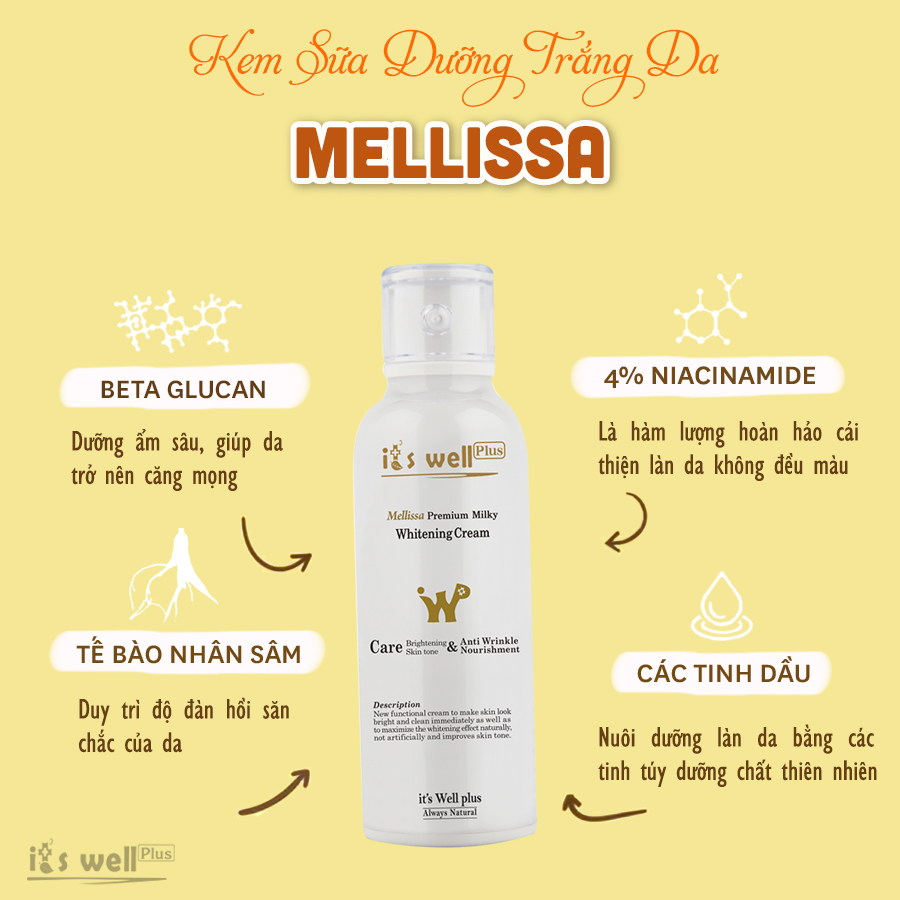 Kem Sữa Trắng Da It's Well Plus Mellissa Premium Milky Whitening Cream