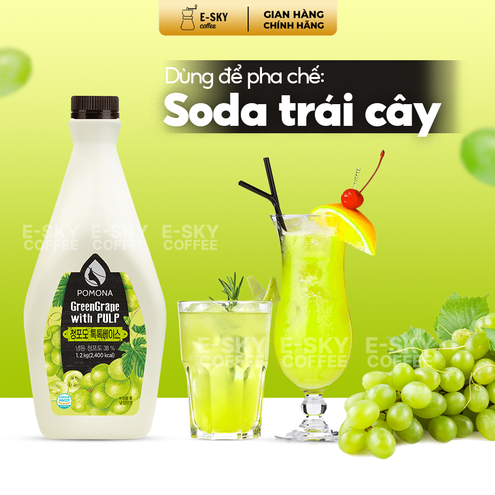 Mứt Nho Xanh Cô Đặc Pomona Green Grape Concentrate Nguyên Liệu Pha Chế Trà Sữa Trà Trái Cây Hàn Quốc Hàn Quốc 1,2kg
