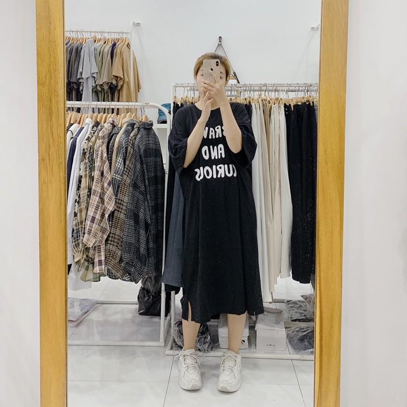 Váy suông cotton xẻ tà
