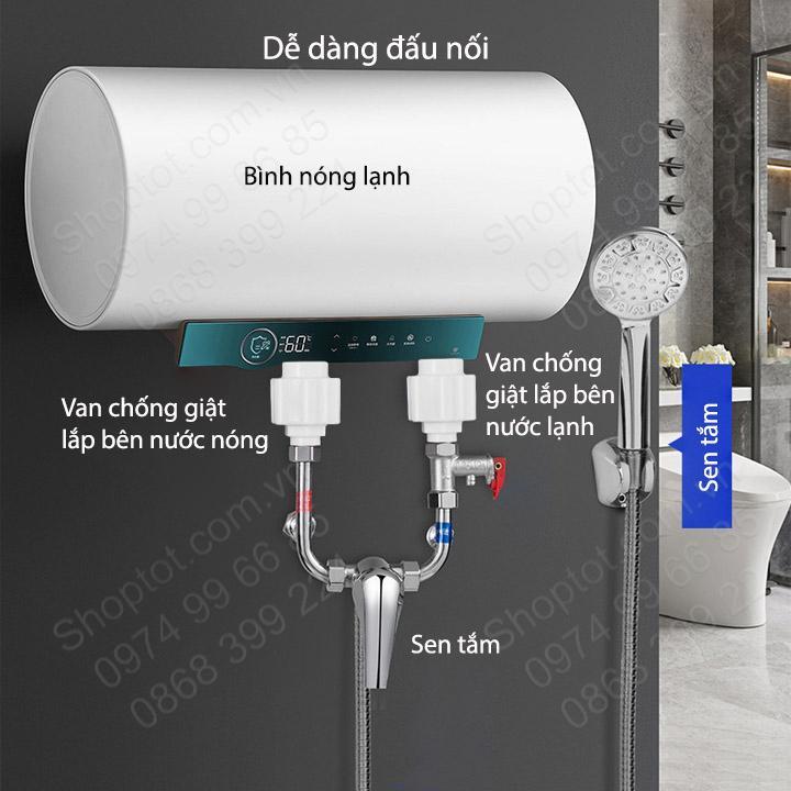 Van chống giật bình nóng lạnh với đầu ren bằng đồng D20mm, không dùng điện