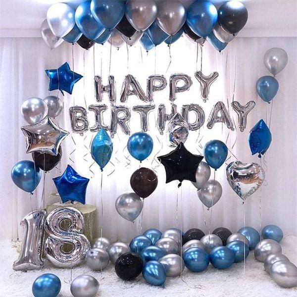 Combo trang trí sinh nhật Happy Birthday kèm bóng các loại