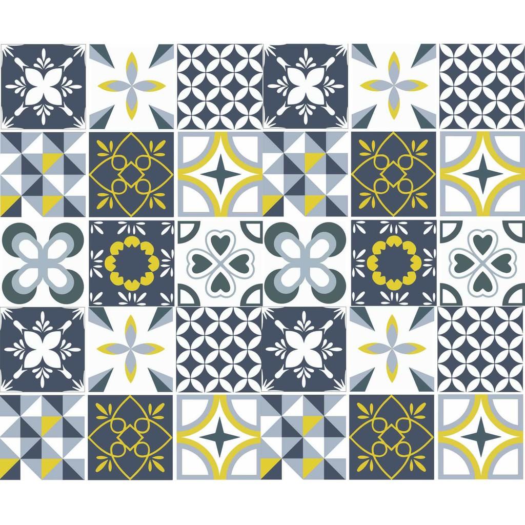 Decal gạch bông dán bếp hoa văn - Mua 3 set tặng 1 set 18 ô 20x20cm