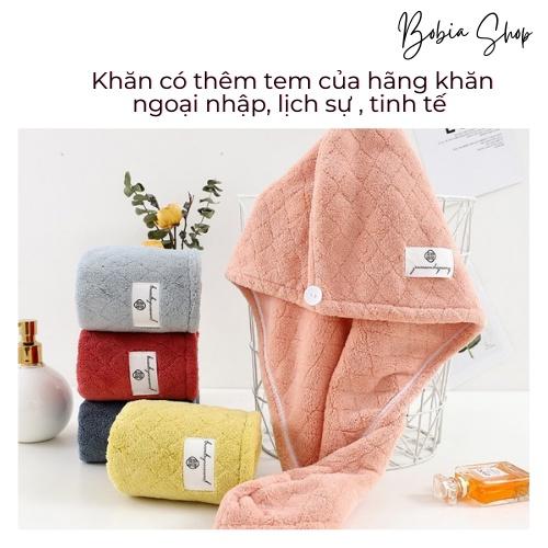 Khăn ủ tóc lông cừu ngoại nhập vân kẻ sọc siêu dày, siêu mềm mịn bảo vệ mái tóc suôn mượt 65x25cm